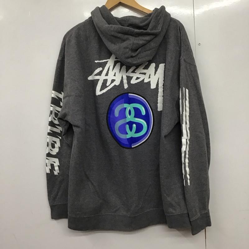 ステューシー STUSSY パーカー 長袖 長袖パーカー プルオーバーパーカー スウェット XL ロゴ、文字 灰 / グレー /  メンズ USED 古着 中古 10141653