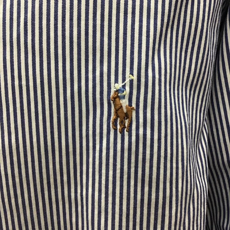 ラルフローレン RALPHLAUREN シャツ、ブラウス 長袖 長袖シャツ カラーシャツ ポケットシャツ 長袖カットソー ストライプシャツ ストライプ 白 / ホワイト / X 青 / ブルー /  メンズ USED 古着 中古 10118544