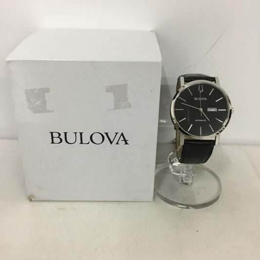 ブローバ BULOVA 腕時計 アナログ（自動巻き） 96C131 レザーベルト 箱有 ロゴ、文字 黒 / ブラック /  メンズ USED 古着 中古 10133878
