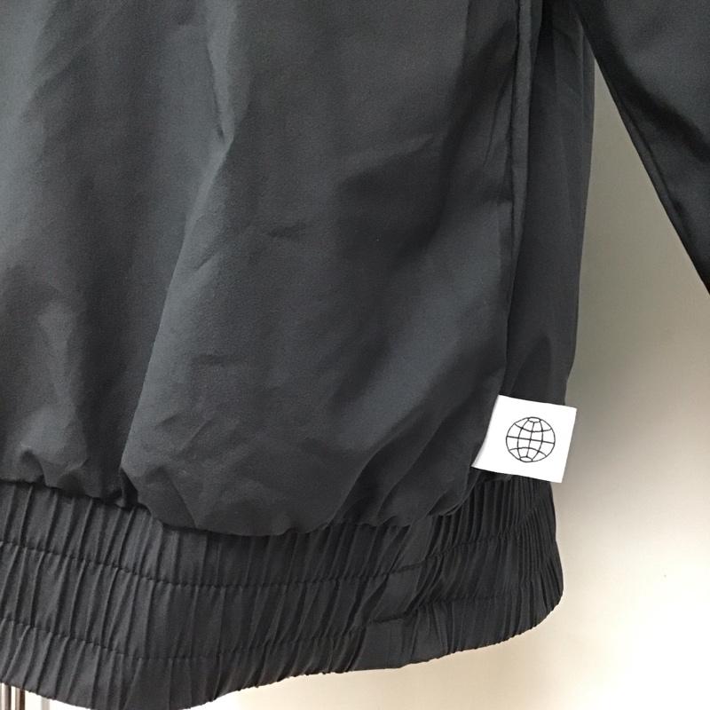 アディダス adidas パーカー 長袖 プルオーバーパーカー ナイロンジャケット ジップアップネックジャケット M ロゴ、文字 黒 / ブラック /  メンズ USED 古着 中古 10120011
