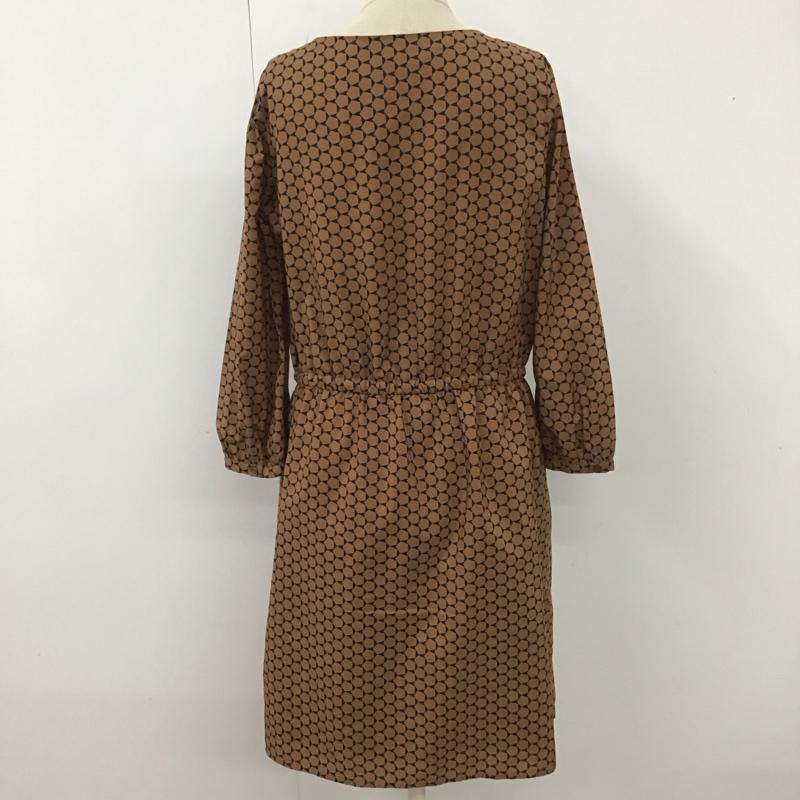 ナチュラルビューティーベーシック NATURAL BEAUTY BASIC ワンピース ひざ丈スカート 017-240101 長袖 S 総柄 黒 / ブラック / X 茶 / ブラウン /  レディース USED 古着 中古 10113067