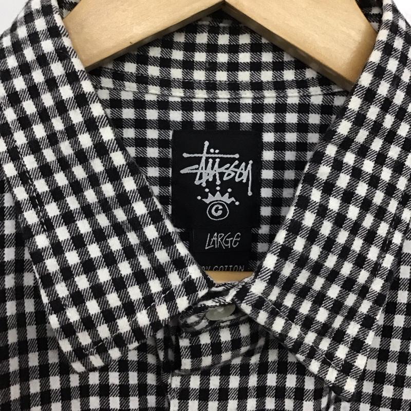 ステューシー STUSSY シャツ、ブラウス 半袖 半袖シャツ チェックシャツ カラーシャツ L チェック 白 / ホワイト / X 黒 / ブラック /  メンズ USED 古着 中古 10141682