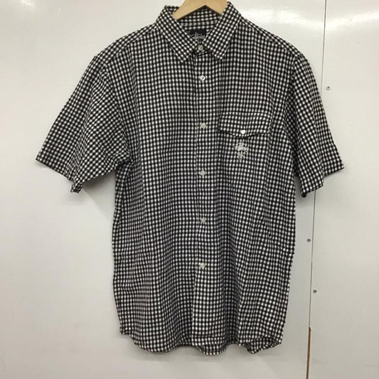 ステューシー STUSSY シャツ、ブラウス 半袖 半袖シャツ チェックシャツ カラーシャツ L チェック 白 / ホワイト / X 黒 / ブラック /  メンズ USED 古着 中古 10141682