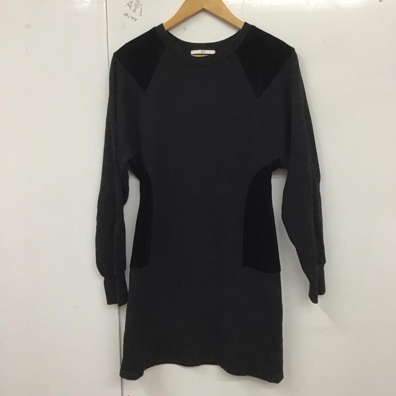 スライ SLY ワンピース ミニスカート 030AAM83-0150 パッチワークスウェットワンピース 2 無地 黒 / ブラック /  レディース USED 古着 中古 10129830