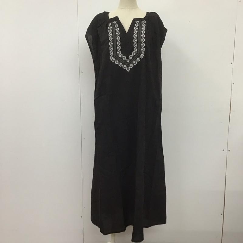 サニーレーベル Sonny Label ワンピース ロングスカート LA85-26K905 フレンチスリーブ FREE 刺繍 黒 / ブラック /  レディース USED 古着 中古 10108615
