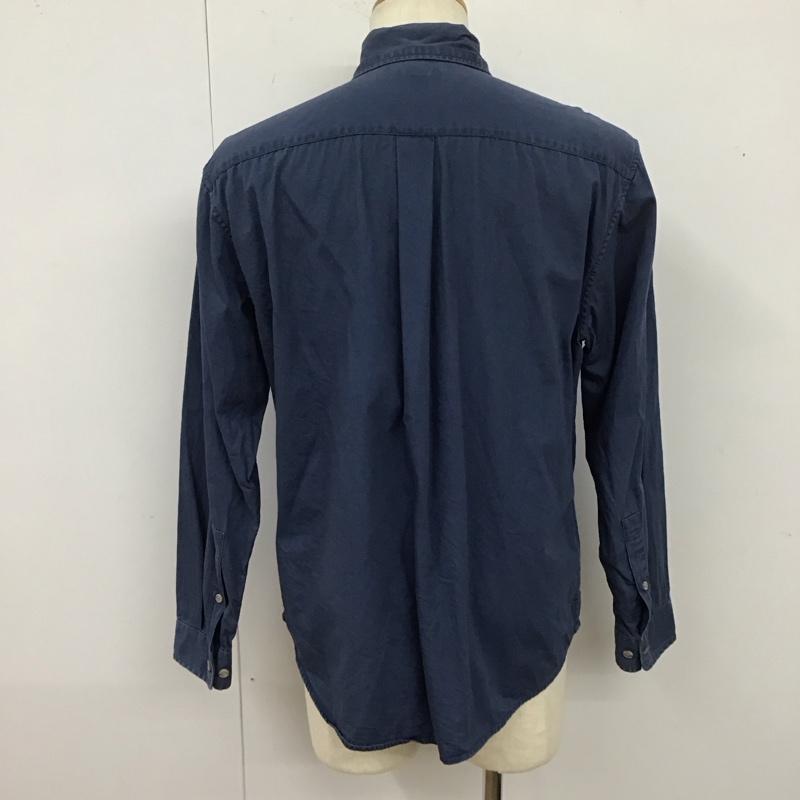 エディーバウアー Eddie Bauer シャツ、ブラウス 長袖 長袖シャツ カラーシャツ ポケットシャツ 長袖カットソー ボタンダウンシャツ M 無地 紺 / ネイビー /  メンズ USED 古着 中古 10122791
