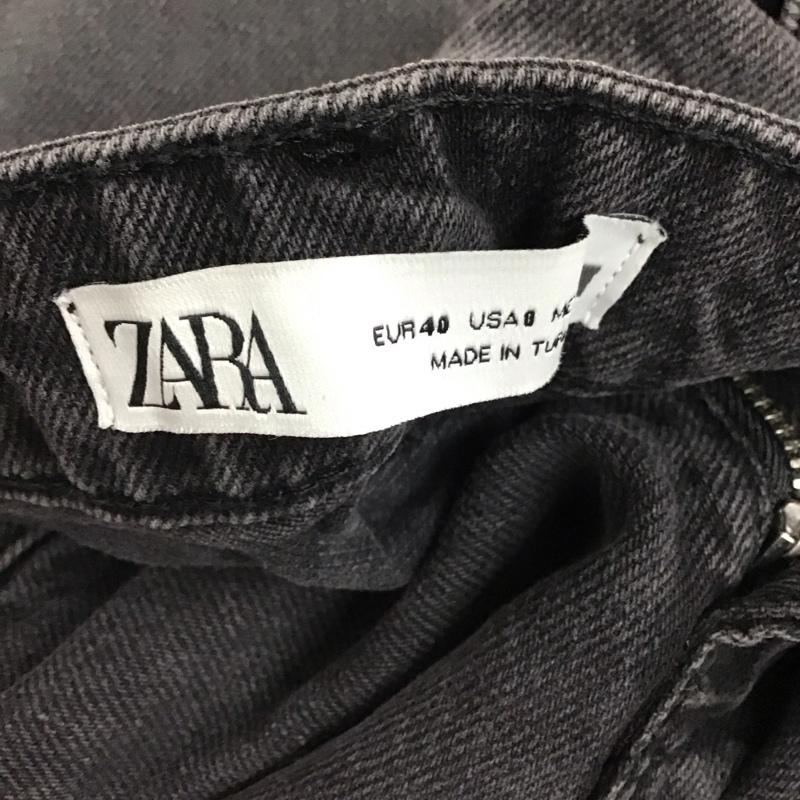 ザラ ZARA パンツ デニム、ジーンズ 6147 195 800 ストレート ハイウエスト スタッズ ビーズ カットオフ 無地 黒 / ブラック /  レディース USED 古着 中古 10120873