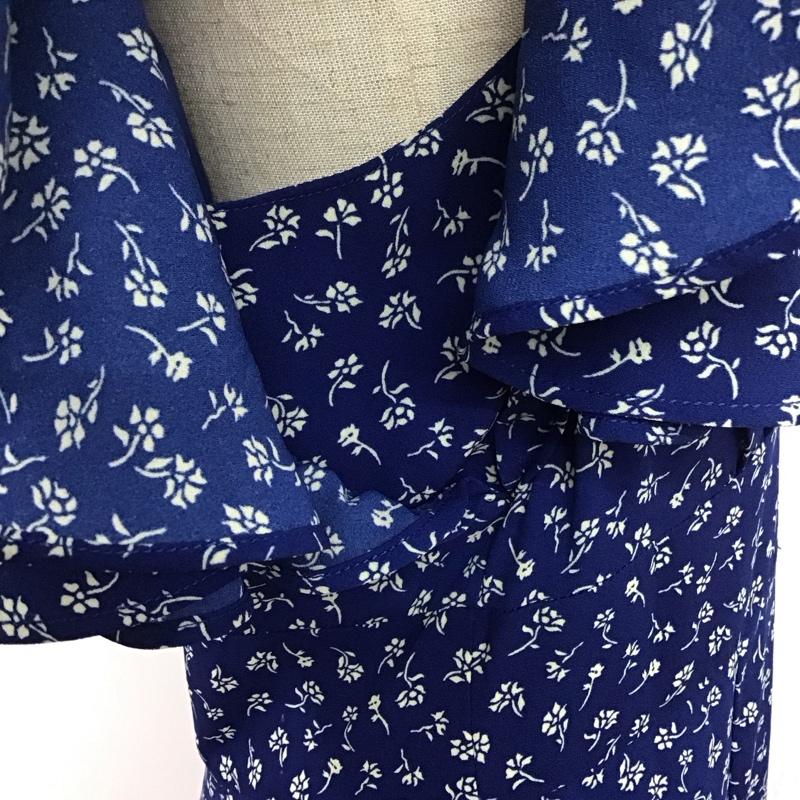 スライ SLY ワンピース ロングスカート 030fsr33-4720 TINYFLOWERFRILLワンピース ロングワンピース フレアスカート 2 総柄 青 / ブルー /  レディース USED 古着 中古 10109232