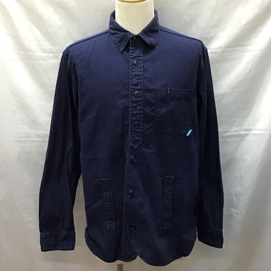 カブー KAVU シャツ、ブラウス 長袖 11864085 日本製 コットン L ロゴ、文字 紺 / ネイビー /  メンズ USED 古着 中古 10121167