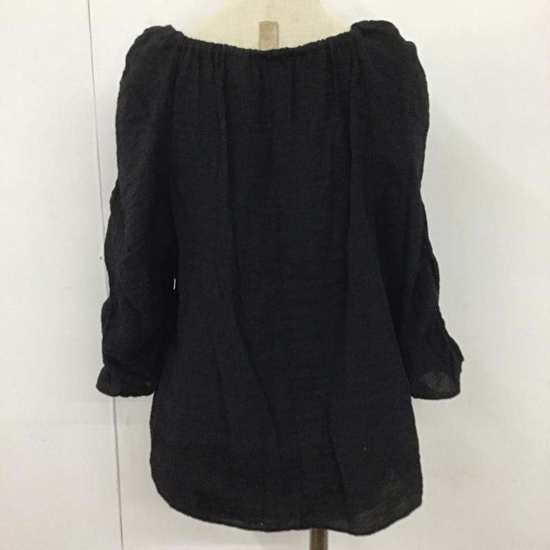 ローリーズファーム LOWRYS FARM カットソー 半袖 lf622080tk 半袖カットソー ワイドネックカットソー フレアカットソー FREE 無地 黒 / ブラック /  メンズ USED 古着 中古 10113046