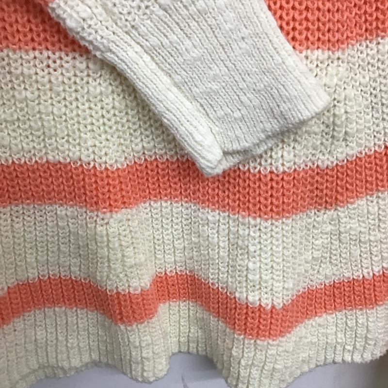 ホリスター Hollister ニット、セーター 長袖 肩レース S ボーダー柄 橙 / オレンジ / X アイボリー / アイボリー /  レディース USED 古着 中古 10119363