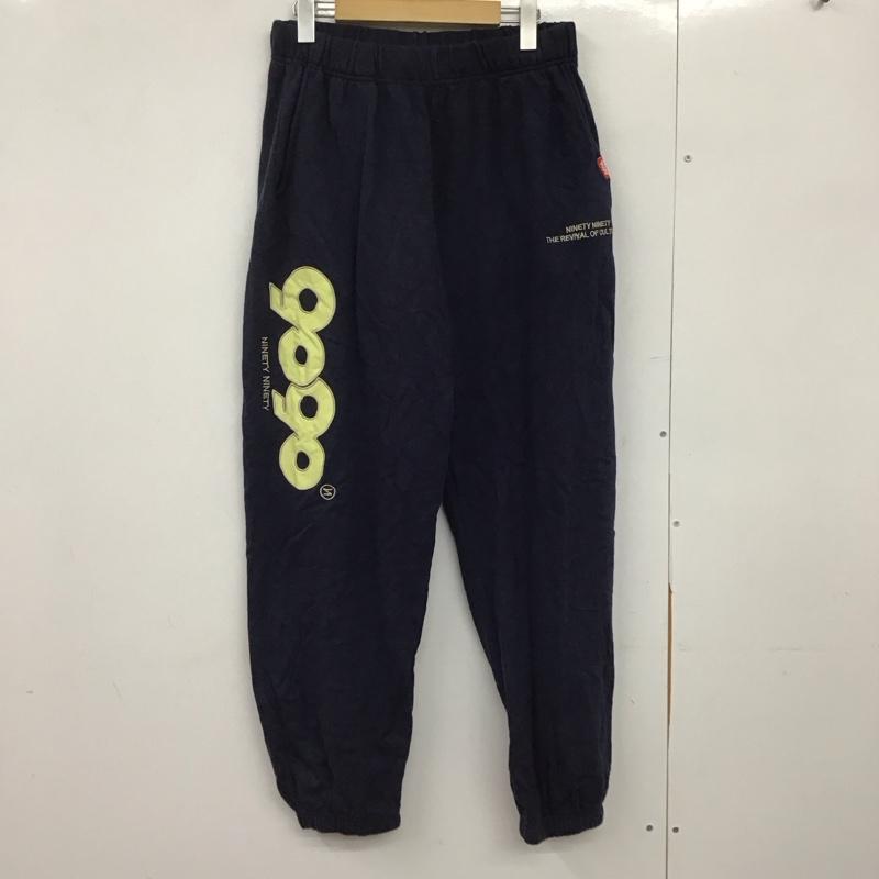 ナインティナインティ 9090 パンツ ワークパンツ、ペインターパンツ スウェットパンツ ワイドパンツ カジュアルパンツ M ロゴ、文字 紺 / ネイビー /  メンズ USED 古着 中古 10151163