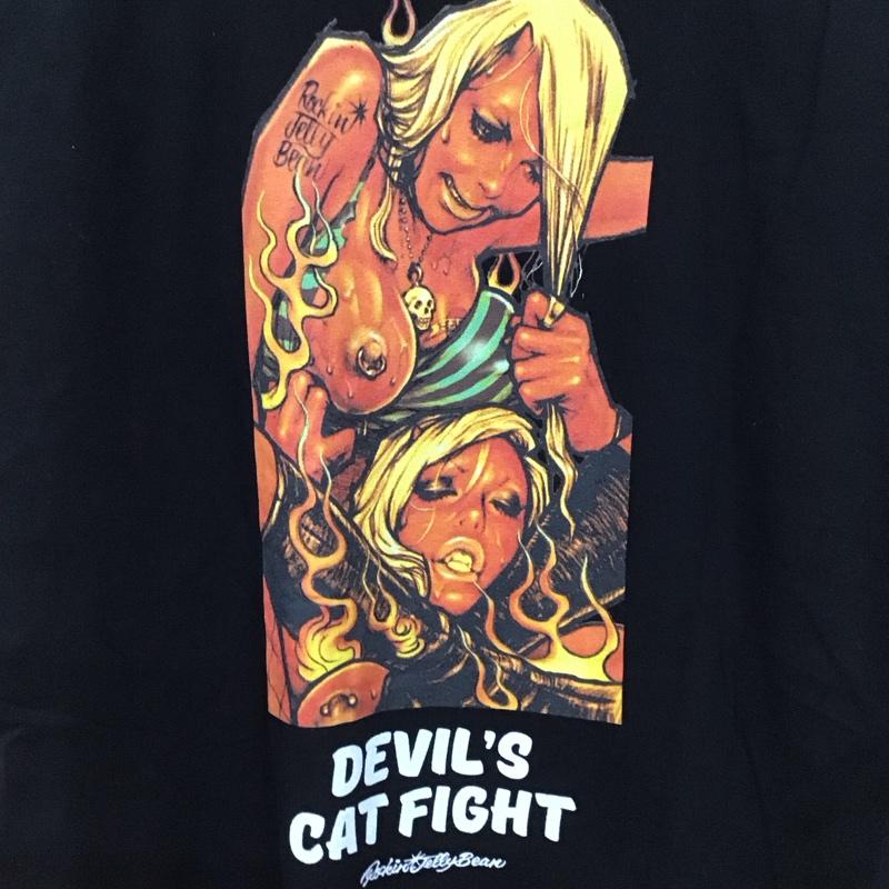 エロスティカ EROSTiKA Tシャツ 半袖 Devils Cat Fight バックプリント XL ロゴ、文字 黒 / ブラック /  メンズ USED 古着 中古 10123391