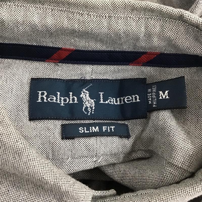 ラルフローレン RALPHLAUREN シャツ、ブラウス 長袖 長袖シャツ ボタンダウンシャツ カジュアルシャツ カラーシャツ M ロゴ、文字 灰 / グレー /  メンズ USED 古着 中古 10106606