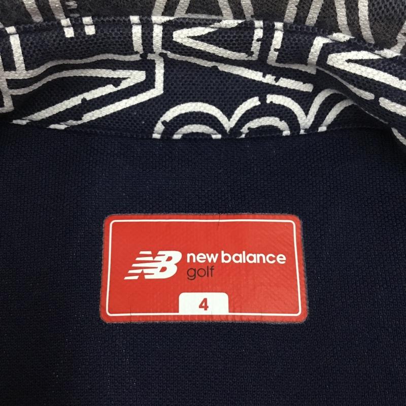 ニューバランス New Balance ポロシャツ 半袖 半袖ポロシャツ カラーシャツ 半袖カットソー 4 プリント 紺 / ネイビー /  メンズ USED 古着 中古 10116153