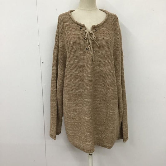 ジーナシス JEANASIS ニット、セーター 長袖 長袖ニットカットソー ニット セーター 編み上げネックニット FREE 無地 茶 / ブラウン /  レディース USED 古着 中古 10119044