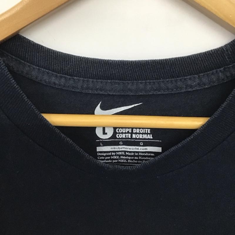 ナイキ NIKE Tシャツ 半袖 半袖カットソー プリントTシャツ クルーネックカットソー L ロゴ、文字 紺 / ネイビー /  メンズ USED 古着 中古 10148148