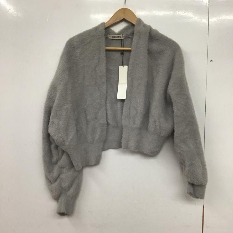 ココ ディール COCO DEAL カーディガン 長袖 72633246 ショートフェザーニットガウン タグ付き 2 無地 灰 / グレー /  レディース USED 古着 中古 10146400