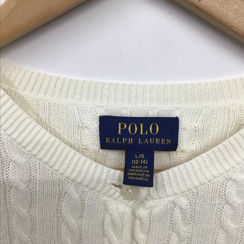 ポロラルフローレン POLO RALPH LAUREN カーディガン 長袖 長袖カーディガン 前ボタン ニットカーディガン L ロゴ、文字 白 / ホワイト /  レディース USED 古着 中古 10136118