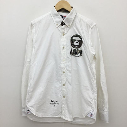 エーエイプバイアベイシングエイプ AAPE BY A BATHING APE シャツ、ブラウス 長袖 M ロゴ、文字 白 / ホワイト /  メンズ USED 古着 中古 10135126