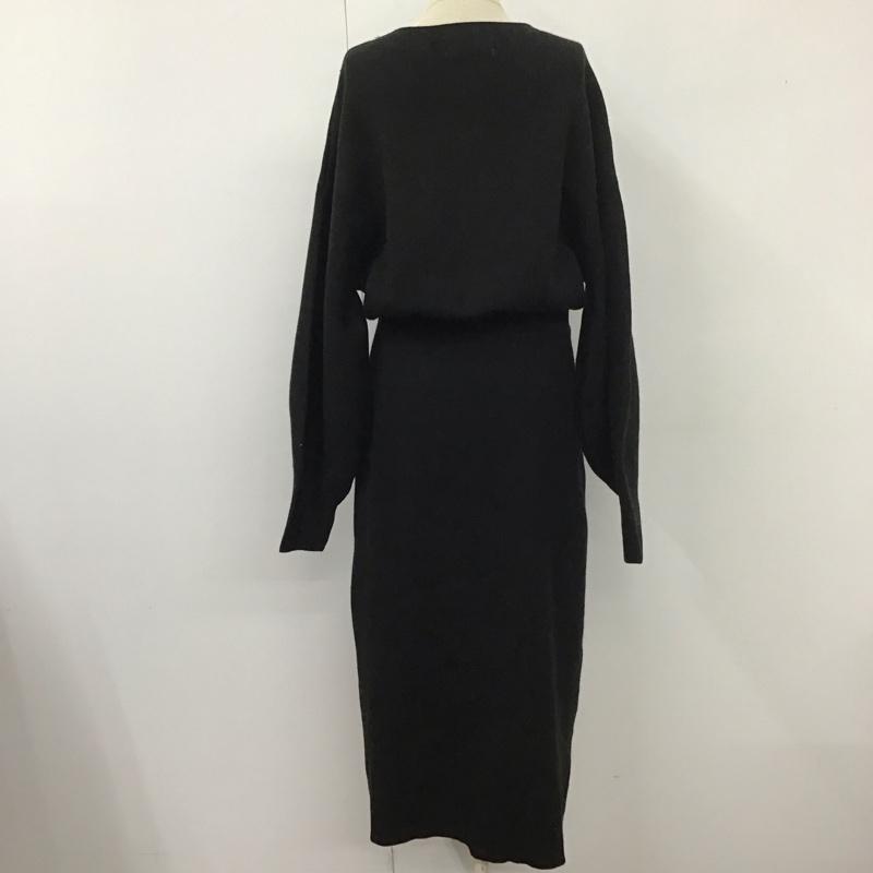 アズールバイマウジー AZUL BY MOUSSY ワンピース ロングスカート 250EAB73-022H BOTTLE NECK BLOUSING OP ニットワンピース M 無地 黒 / ブラック /  レディース USED 古着 中古 10112023