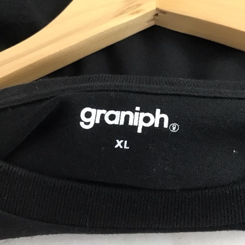 グラニフ graniph Tシャツ 半袖 半袖カットソー プリントTシャツ クルーネックカットソー XL プリント 黒 / ブラック /  メンズ USED 古着 中古 10145970