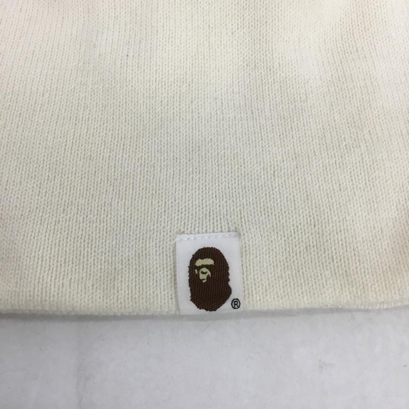 アベイシングエイプ A BATHING APE 帽子 ニット帽 CRYSTAL APE HEAD BEANIE ラインストーン ワンポイント オフホワイト / オフホワイト /  メンズ USED 古着 中古 10138490
