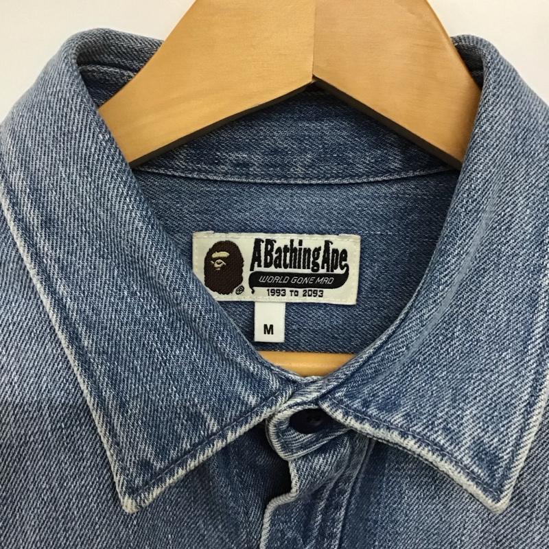 アベイシングエイプ A BATHING APE シャツ、ブラウス 長袖 長袖シャツ 無地シャツ カラーシャツ デニムシャツ M 無地 インディゴ / インディゴ /  メンズ USED 古着 中古 10142387