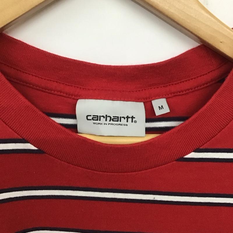 カーハート Carhartt Tシャツ 半袖 半袖カットソー プリントTシャツ クルーネックカットソー M ボーダー柄 白 / ホワイト / X 赤 / レッド / X 紺 / ネイビー /  メンズ USED 古着 中古 10137099