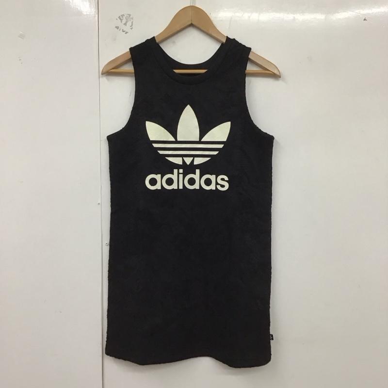 アディダス adidas ワンピース ミニスカート AY6600 タンクトップワンピース TREFOIL TANK DRESS L プリント X ロゴ、文字 黒 / ブラック /  レディース USED 古着 中古 10129853