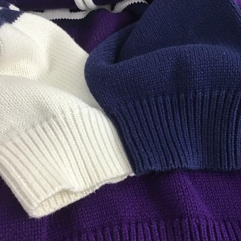 サプライヤー SUPPLIER ニット、セーター 長袖 長袖ニットカットソー ジップアップネック セーター L ロゴ、文字 紫 / パープル /  メンズ USED 古着 中古 10141351