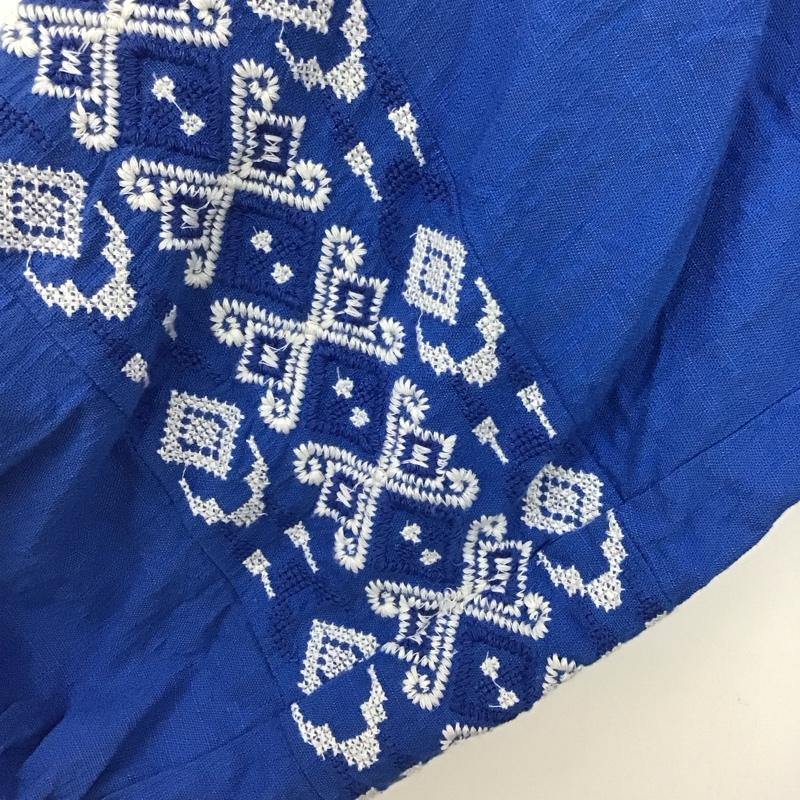 ザラ ZARA ワンピース ロングスカート 半袖ロングワンピース フレアスカート Vネック M 刺繍 青 / ブルー /  レディース USED 古着 中古 10147112