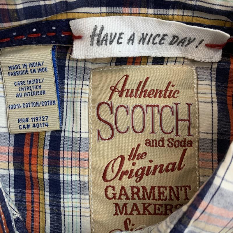 スコッチアンドソーダ SCOTCH＆SODA シャツ、ブラウス 半袖 カジュアルシャツ チェック ロゴ S チェック X ロゴ、文字 マルチカラー / マルチカラー /  メンズ USED 古着 中古 10034742