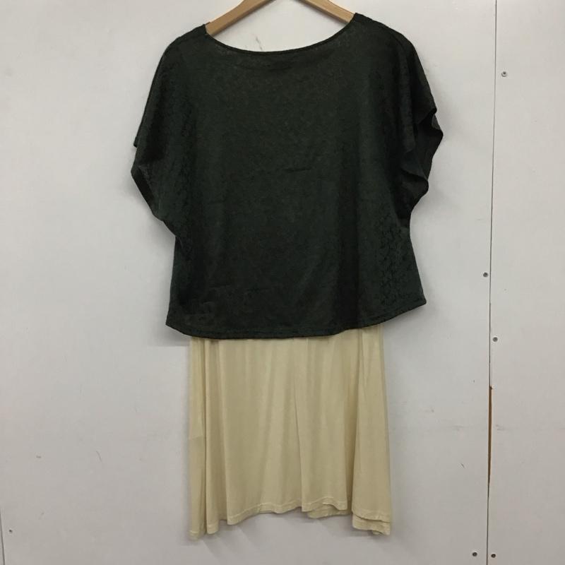 アクシーズファム axes femme ワンピース ひざ丈スカート ノースリーブロングワンピース フレアワンピース M 無地 ベージュ / ベージュ /  レディース USED 古着 中古 10135259