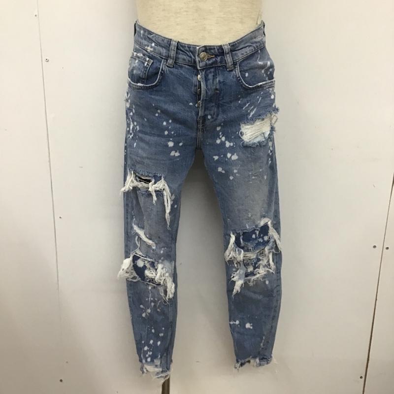 ザラ ZARA パンツ デニム、ジーンズ デニムパンツ スリムパンツ ストレッチパンツ ジーンズ ペイント加工 38 プリント インディゴ / インディゴ /  メンズ USED 古着 中古 10105824