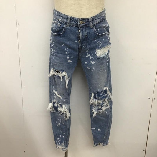ザラ ZARA パンツ デニム、ジーンズ デニムパンツ スリムパンツ ストレッチパンツ ジーンズ ペイント加工 38 プリント インディゴ / インディゴ /  メンズ USED 古着 中古 10105824