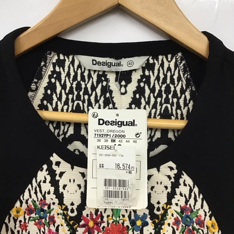 デシグアル Desigual ワンピース ミニスカート 71V2YP1 VEST OREGON タグ付き 40 総柄 黒 / ブラック /  レディース USED 古着 中古 10131099
