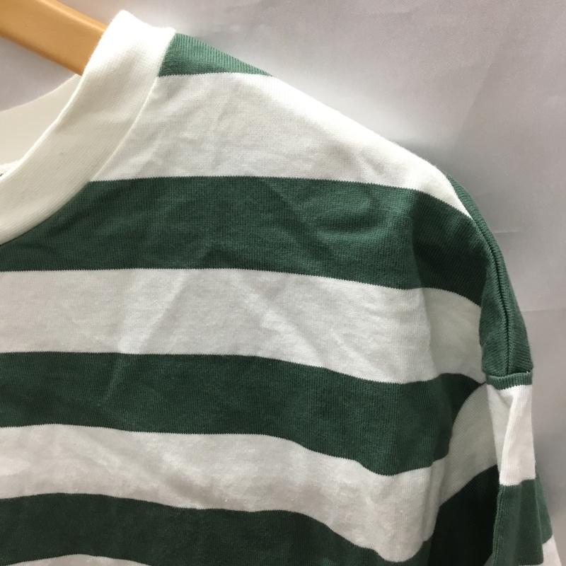 クティール kutir Tシャツ 半袖 KT126117BW クルーネック オーバーサイズ FREE ボーダー柄 白 / ホワイト / X 緑 / グリーン /  メンズ USED 古着 中古 10117777