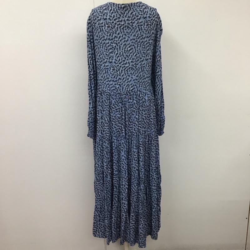 ザラ ZARA ワンピース ロングスカート 4479 240 400 長袖 ティアード S 総柄 青 / ブルー /  レディース USED 古着 中古 10113507