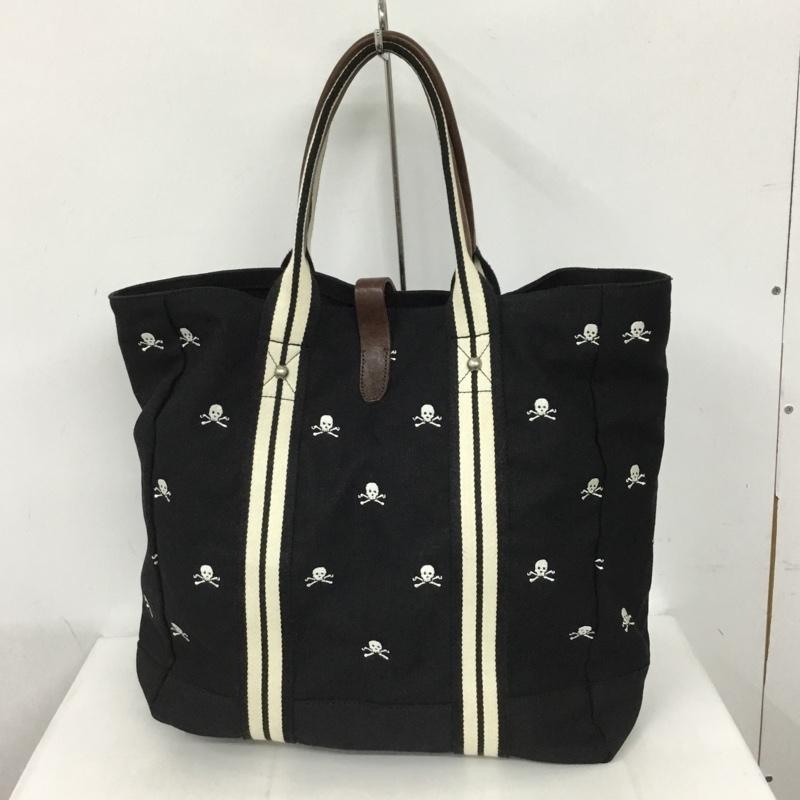 ラルフローレン ラグビー RALPH LAUREN RUGBY トートバッグ トートバッグ スカル ドクロ 刺繍 総柄 黒 / ブラック /  メンズ USED 古着 中古 10128848
