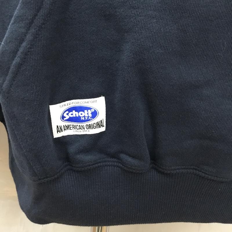 ショット schott パーカー 長袖 782-2231005 HOODEDSWEATOVALCHENILLELOGO 長袖パーカー プルオーバー L ロゴ、文字 紺 / ネイビー /  メンズ USED 古着 中古 10121801