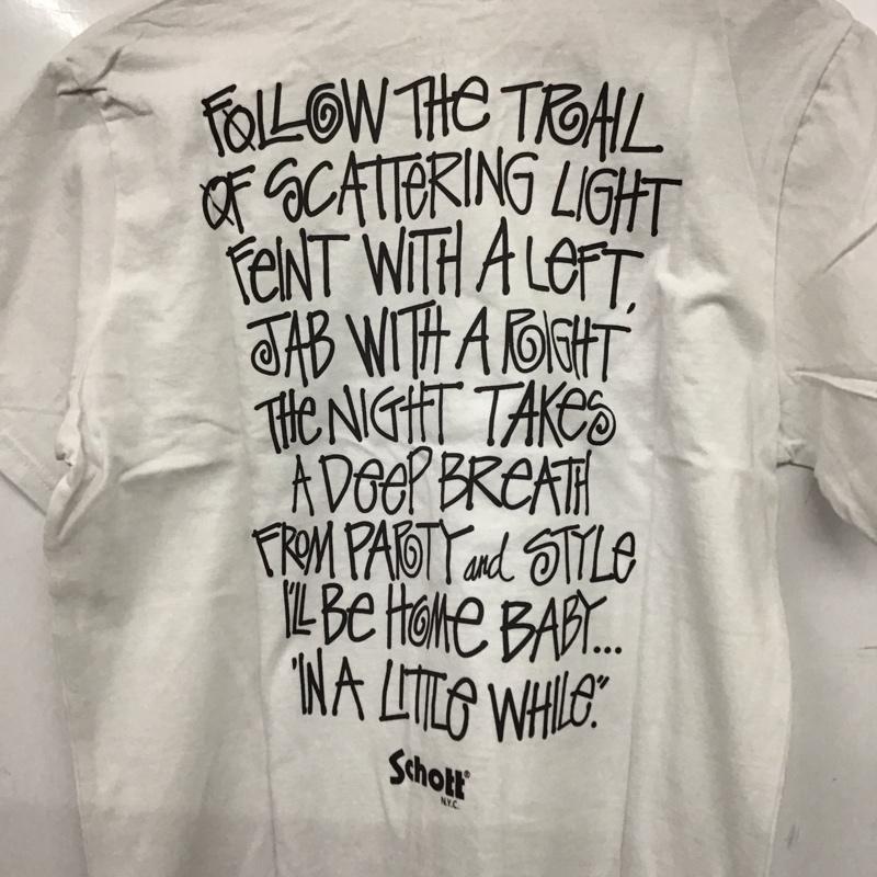 ステューシー STUSSY Tシャツ 半袖 半袖カットソー プリントTシャツ クルーネックカットソー schott M プリント 白 / ホワイト /  メンズ USED 古着 中古 10141374