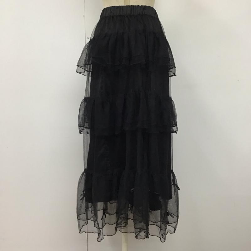 アンクルージュ ANKROUGE スカート ロングスカート TM50514-AR41 チュール 段フリル リボン M 無地 黒 / ブラック /  レディース USED 古着 中古 10114764