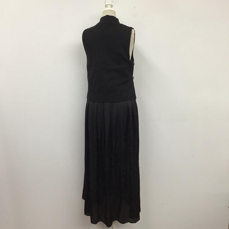 ザラ ZARA ワンピース ロングスカート 9878 804 800 プリーツ サイドボタン XS 無地 黒 / ブラック /  レディース USED 古着 中古 10122037