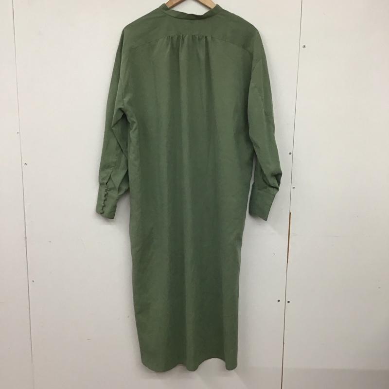 セレクトモカ select MOCA ワンピース ロングスカート 長袖シャツワンピース ノーカラーシャツワンピース M 無地 カーキ / カーキ /  レディース USED 古着 中古 10138360