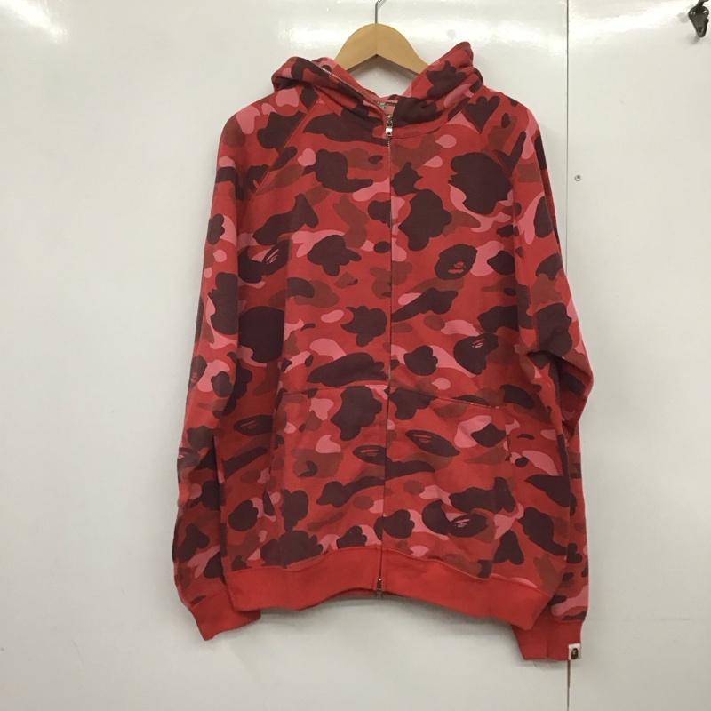 アベイシングエイプ A BATHING APE パーカー 長袖 ジップアップパーカー スウェット長袖パーカー カジュアルジャケット L ロゴ、文字 赤 / レッド /  メンズ USED 古着 中古 10141379