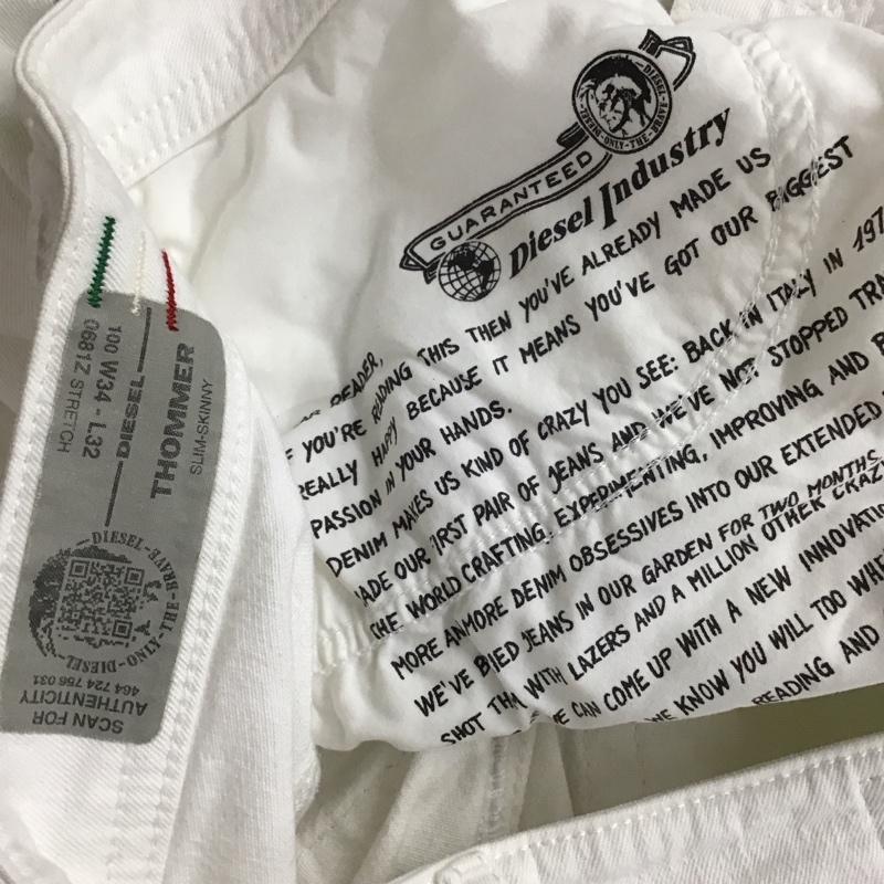 ディーゼル DIESEL パンツ デニム、ジーンズ デニムパンツ スリムパンツ ストレッチパンツ ジーンズ 34 プリント 白 / ホワイト /  メンズ USED 古着 中古 10115619