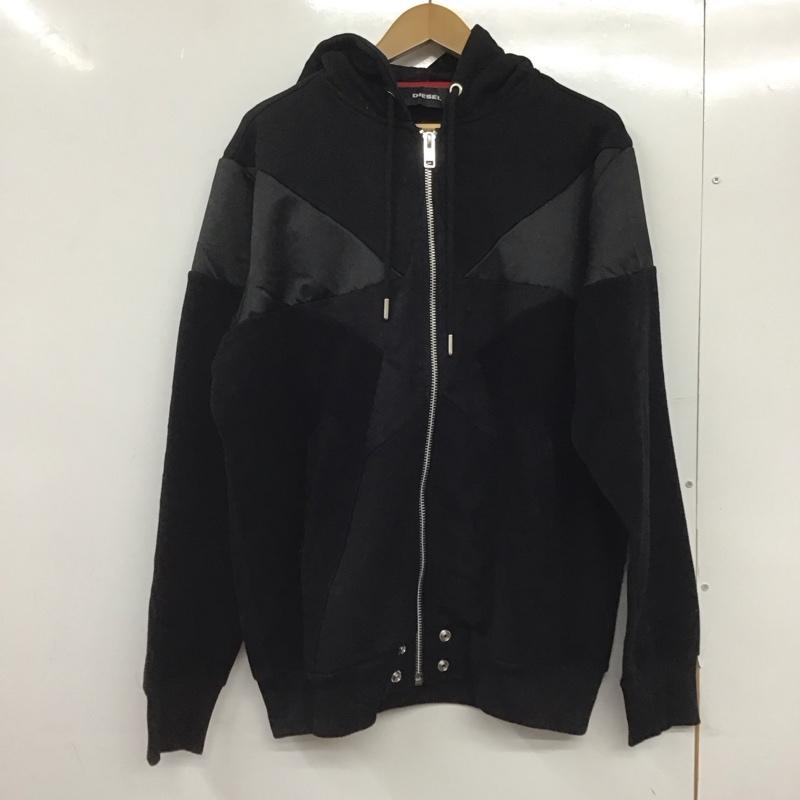ディーゼル DIESEL パーカー 長袖 ジップアップパーカー 長袖パーカー カジュアルジャケット L 無地 黒 / ブラック /  メンズ USED 古着 中古 10145282