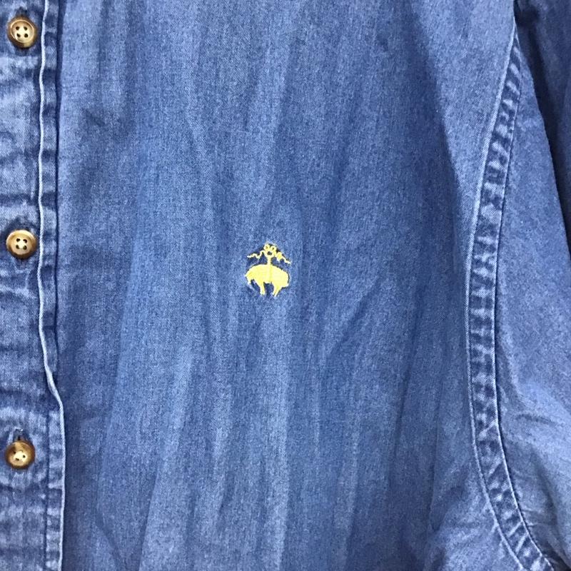 ブルックスブラザーズ BROOKS BROTHERS シャツ、ブラウス 長袖 長袖シャツ 無地シャツ カラーシャツ デニムシャツ L ロゴ、文字 インディゴ / インディゴ /  メンズ USED 古着 中古 10150045