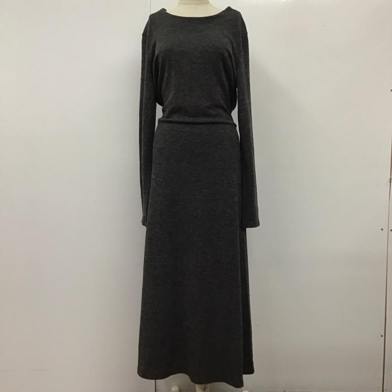 ザラ ZARA ワンピース ロングスカート 長袖ロングワンピース フレアワンピース 切り替えワンピース XL 無地 灰 / グレー /  レディース USED 古着 中古 10118564